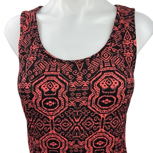 Papaya Women's Red Lace Floral Abstract Print Sleeveless Bodycon Mini Dress S - Picture 3 of 4